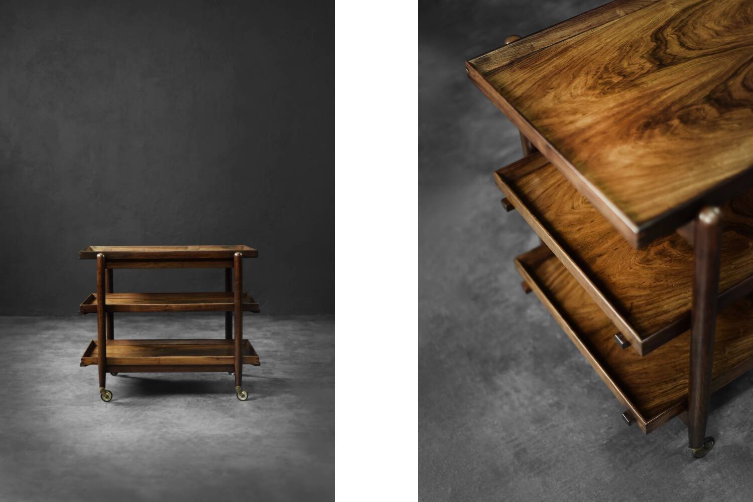 Vintage Danish dessert table in rosewood.
