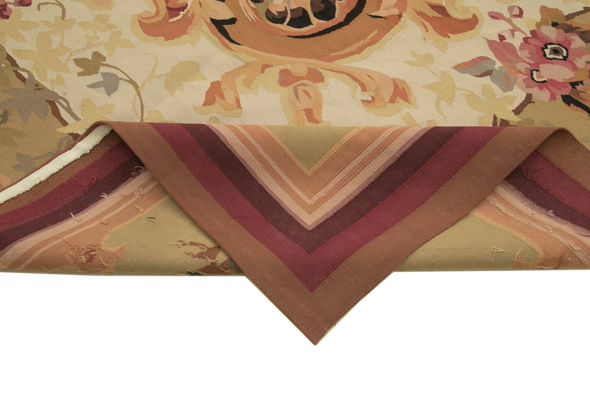 Handmade European Vintage Aubusson Kilim 320 cm x 427 cm