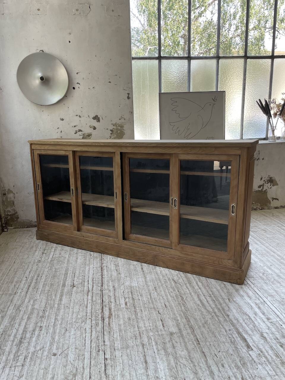 Oak sideboard with glass doors