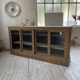 Enfilade meuble de métier chêne portes vitrées