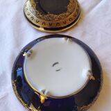 Large Limoges porcelain candy box - Oven blue and gold -
