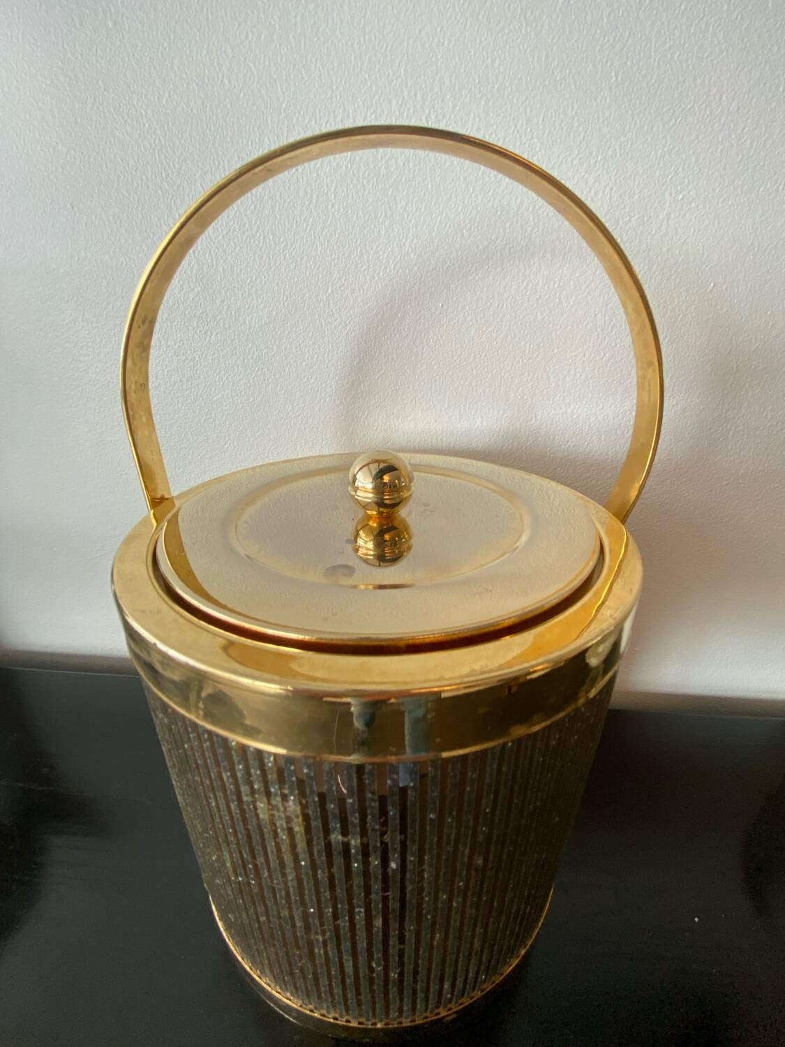 Vintage Hollywood Regency Gold Ice Bucket