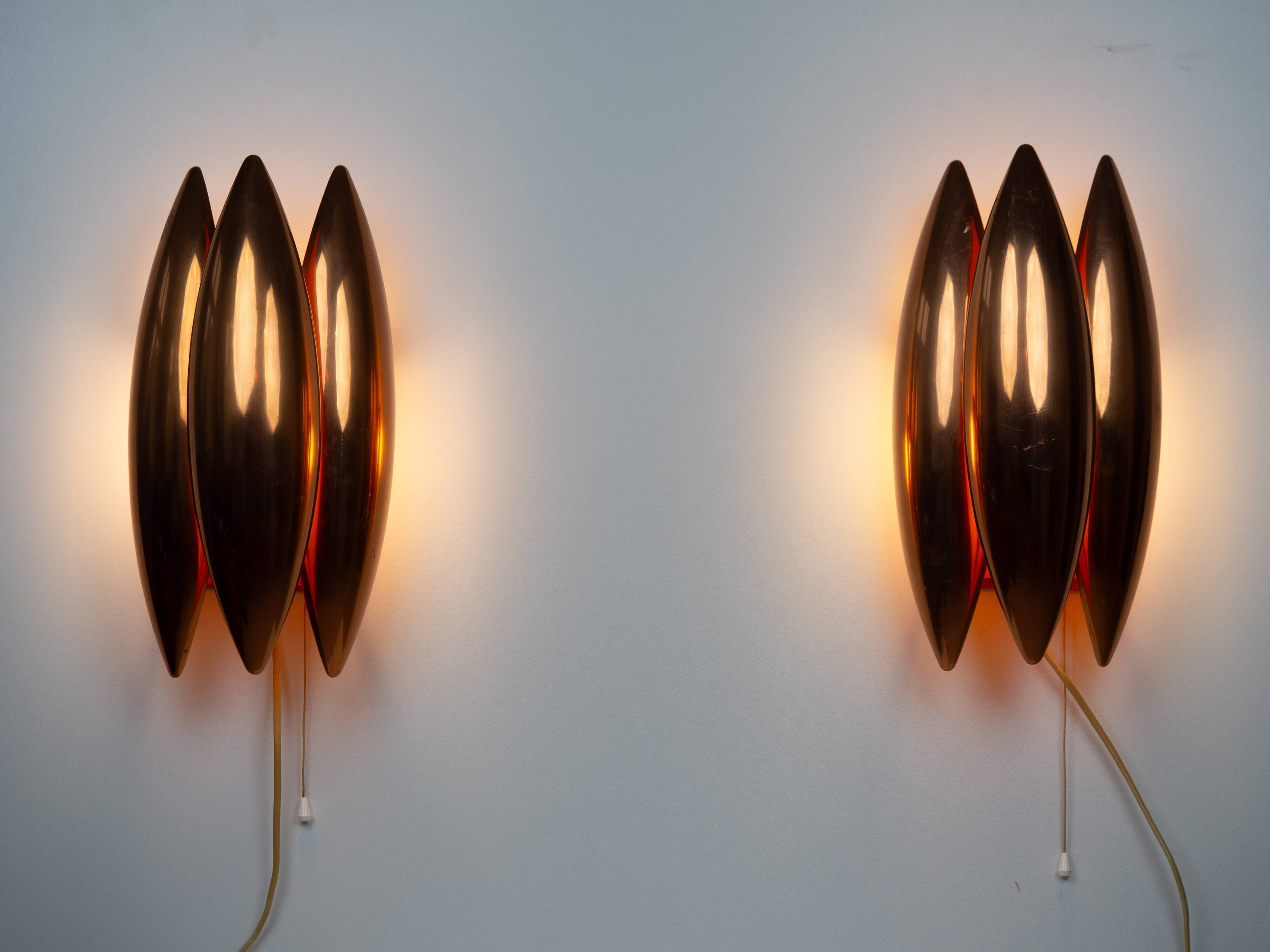 Pair of 2 Danish vintage wall lamps Kastor by Jo Hammerborg, Fog og Morup