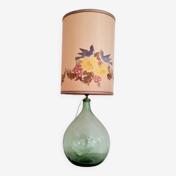 Lampe dame jeanne  abat jour fleuri