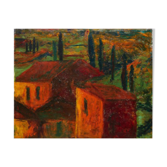 Paysage provençal huile sur toile 73x92