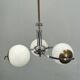 Chandelier en chrome et verre opalin Art Déco tchèque, années 1930