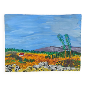 French vintage oil painting, signed CE