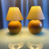 Lampes vintage en bois tourné
