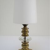 Lampe bronze doré cristal et opaline style néo classique vintage