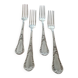 Christofle - 4 dessert forks silver-plated - Chrysanthèmes model