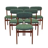 Set of six teak chairs, Danish design, 1960s, manufacture: N. & K. Bundgaar