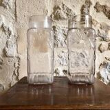 2 glass vases, 19th century.