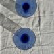 Set of 6 blue-footed champagne flutes; 3 pairs of designs.