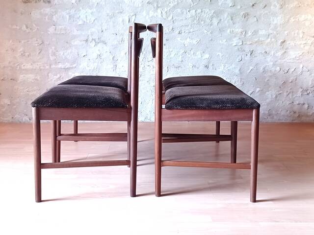 4 chaises Mcintosh teck et tissus velours vintage 1960
