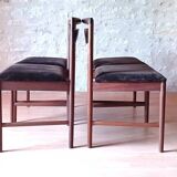 4 Mcintosh teak and velvet fabric chairs vintage 1960