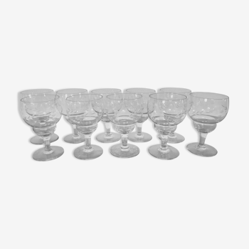 10 stemmed glasses "Cholet" art deco crystal year 1940