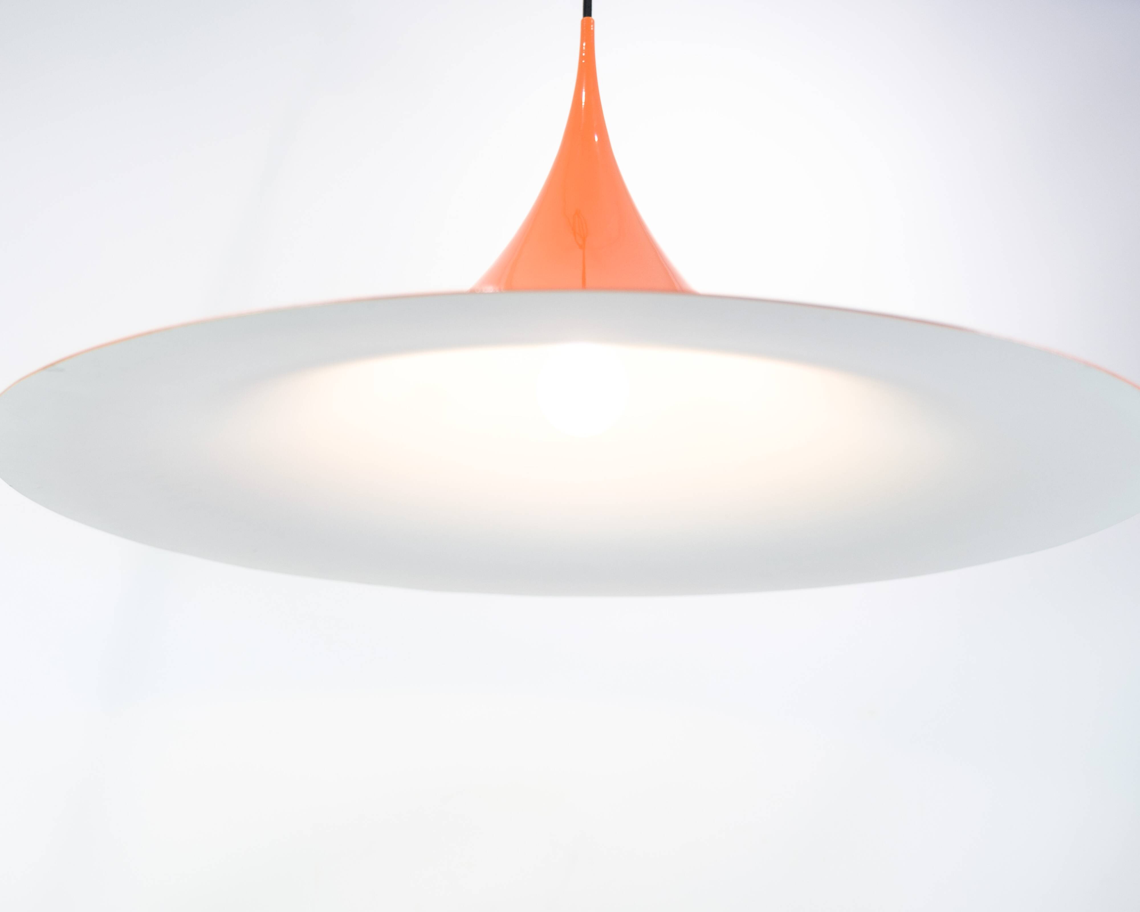 Large Trumpet Pendant In Orange By Claus Bonderup For Fog & Mørup From 1970