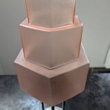 Vintage Skyscraper ceiling light, pink glass table lamp, Bauhaus Art.