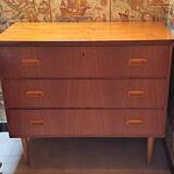 Scandinavian teak chest of drawers 1970 with 3 drawers