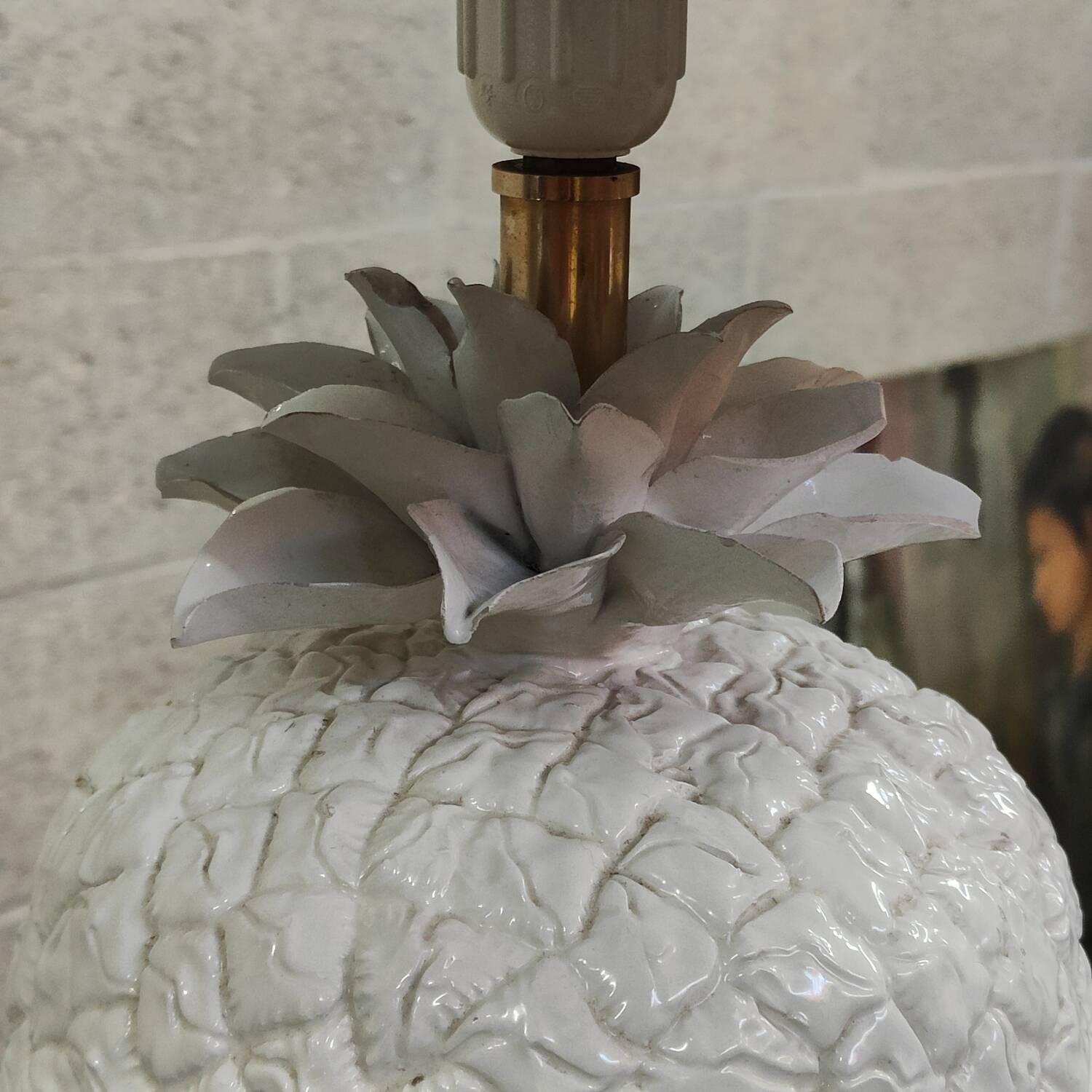 White earthenware pineapple lamp