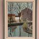 Original Swedish Oil on Canvas - "Landscape with Trees and Buildings" by Ingvar Björk - 1948 - Vintage - Framed - 62 × 48 cm (24.4" × 18.9")