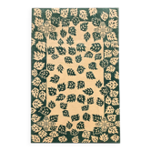 Modern Green Rug Handmade in Cream Wool Interior Decoration Leaves Pattern