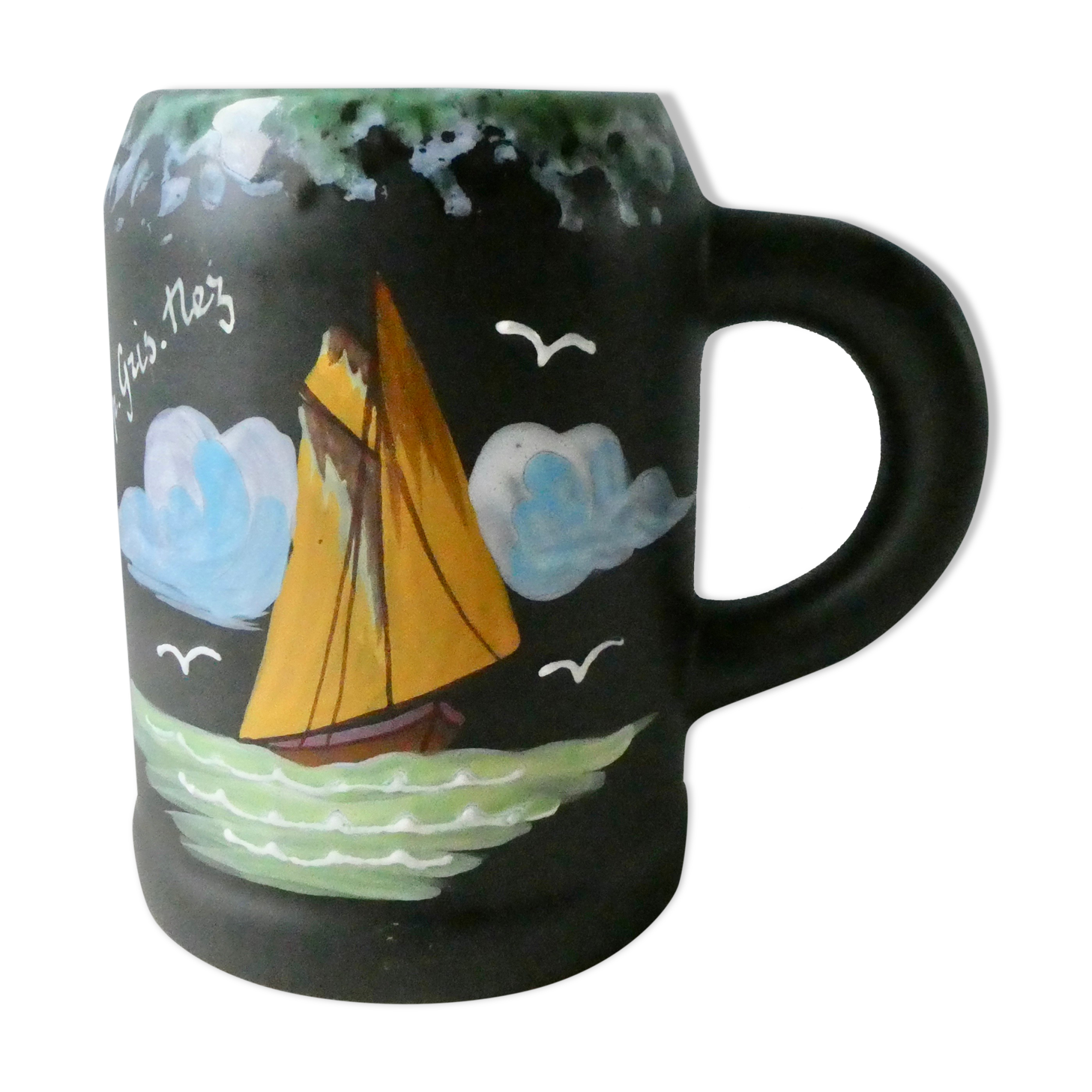 Ceramic mug Cap Gris Nez by Gabriel Fourmaintraux, 50s
