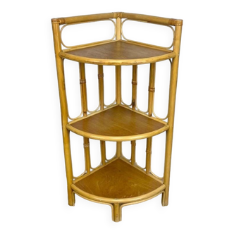 1960s rattan corner shelf