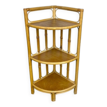 Étagère d'angle rotin années 60