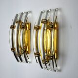 Paired of Venini wall lamps, Murano glass, Italy, 1970