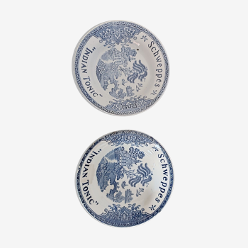 Coupelles vintage Schweppes bleu & blanc porcelaine de Lunéville en bon état époque 1970