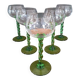 5 white wine glasses with twisted stems