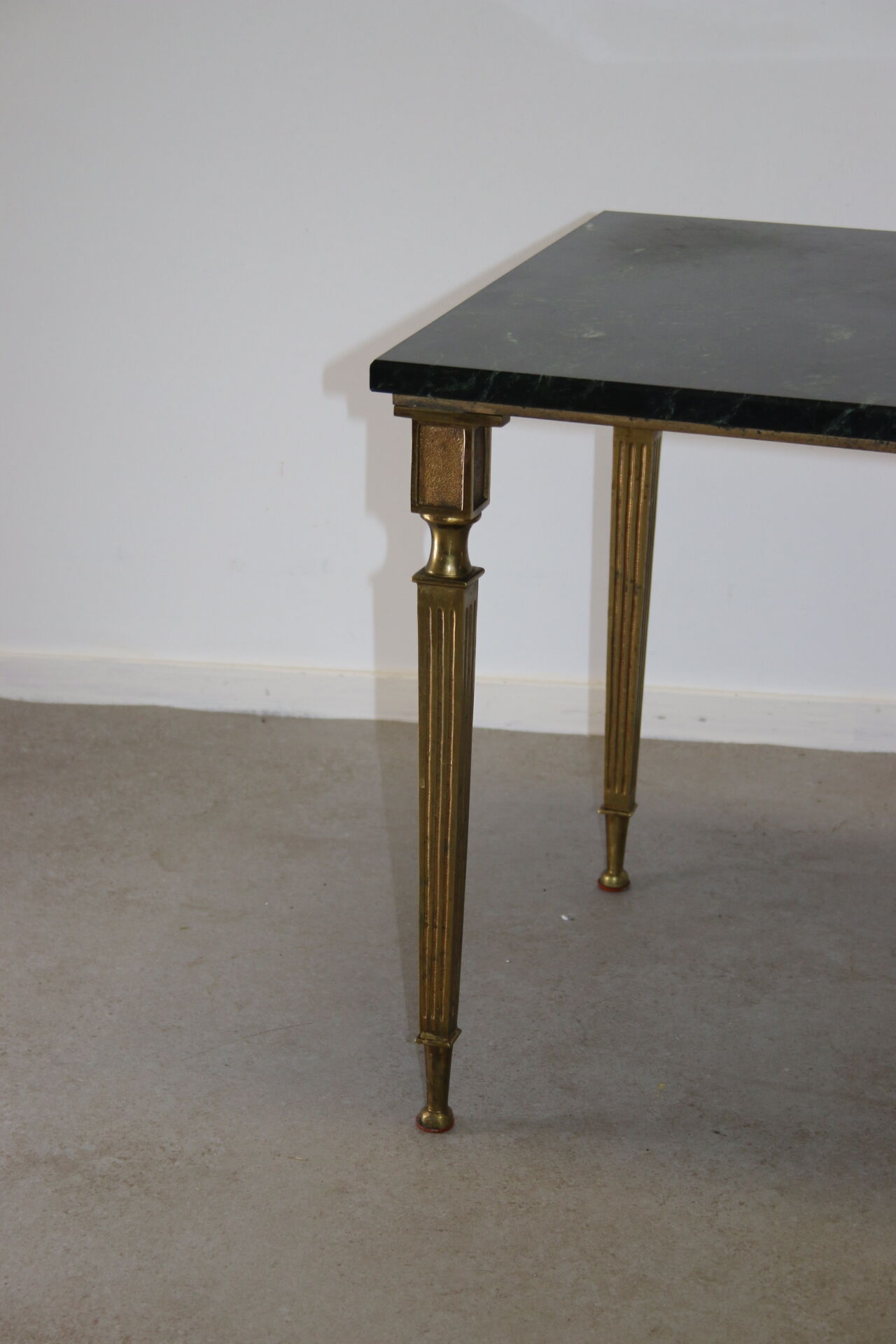 French coffee table with italian green leaf marble leaf