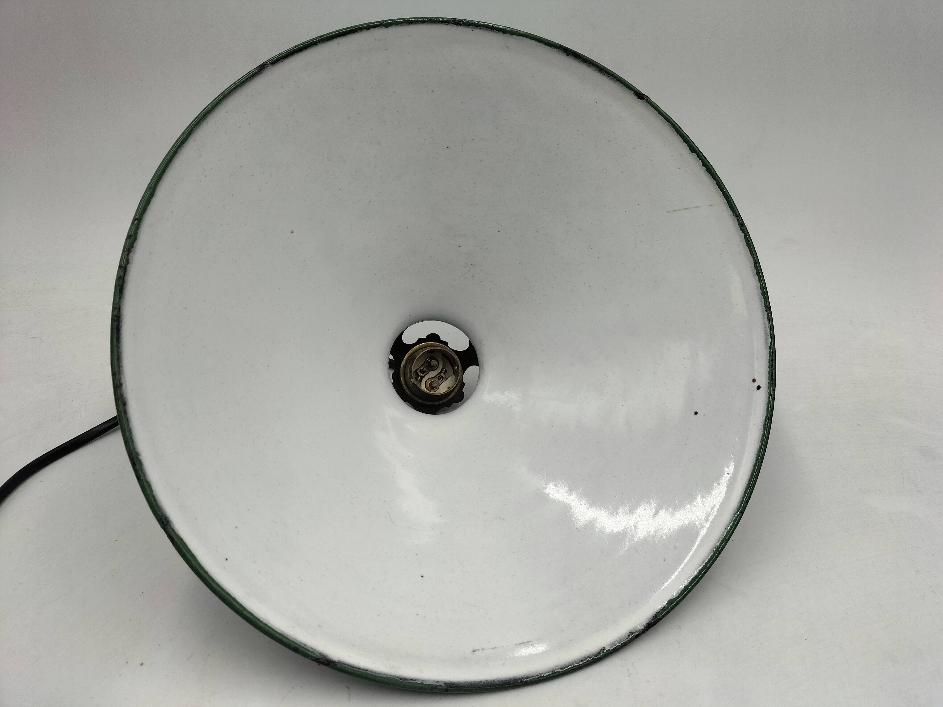 Enameled sheet metal cone pendant light