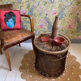 Rattan and buri side table