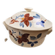 Large vintage soup tureen Digoin Sarreguemines – Brown and blue floral decoration