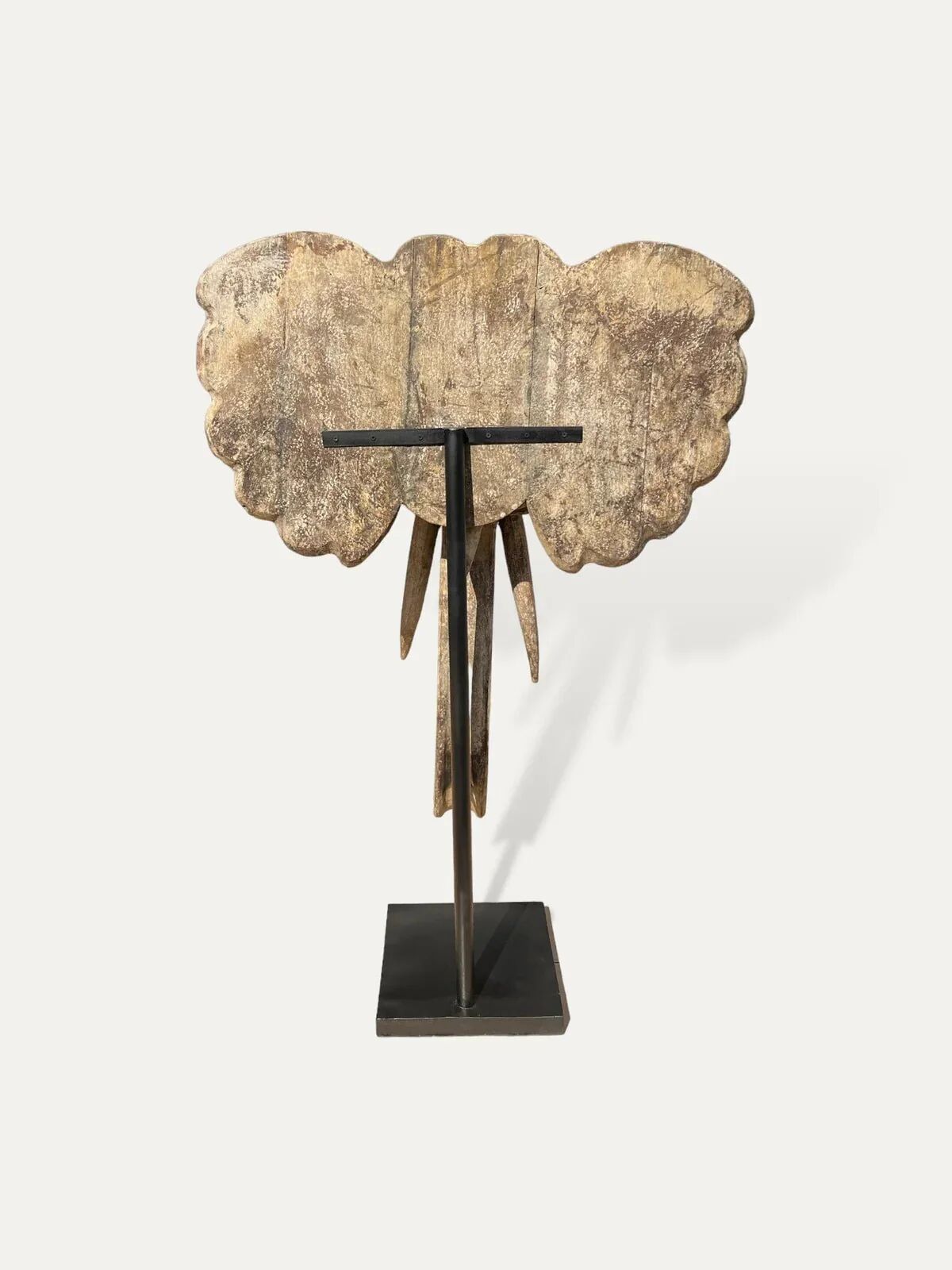 Large handcrafted Suar wood elephant sculpture