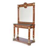 Console topped with an Empire-style mirror.
