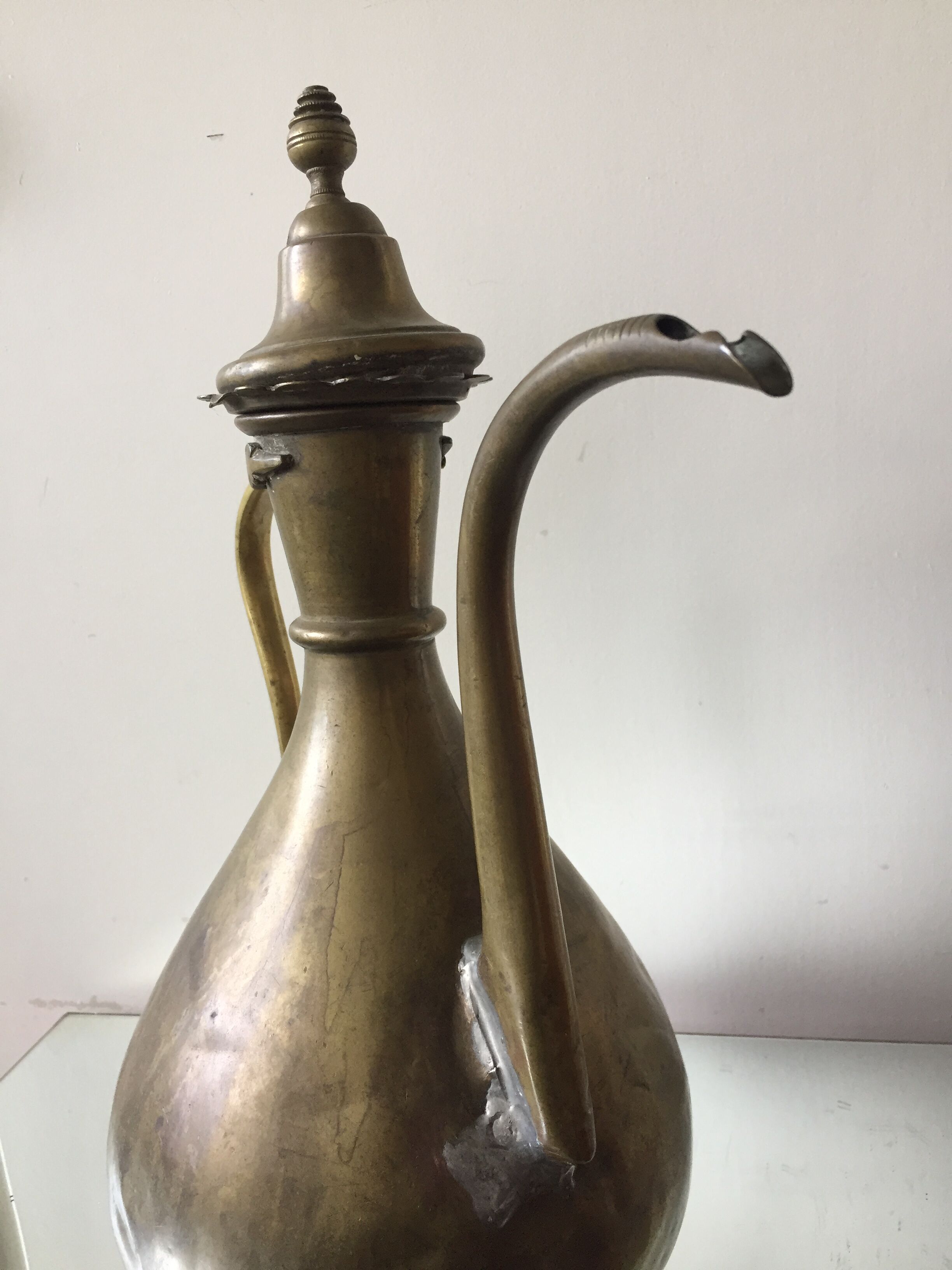 Ottoman Brass Ewer Antique Candleholder