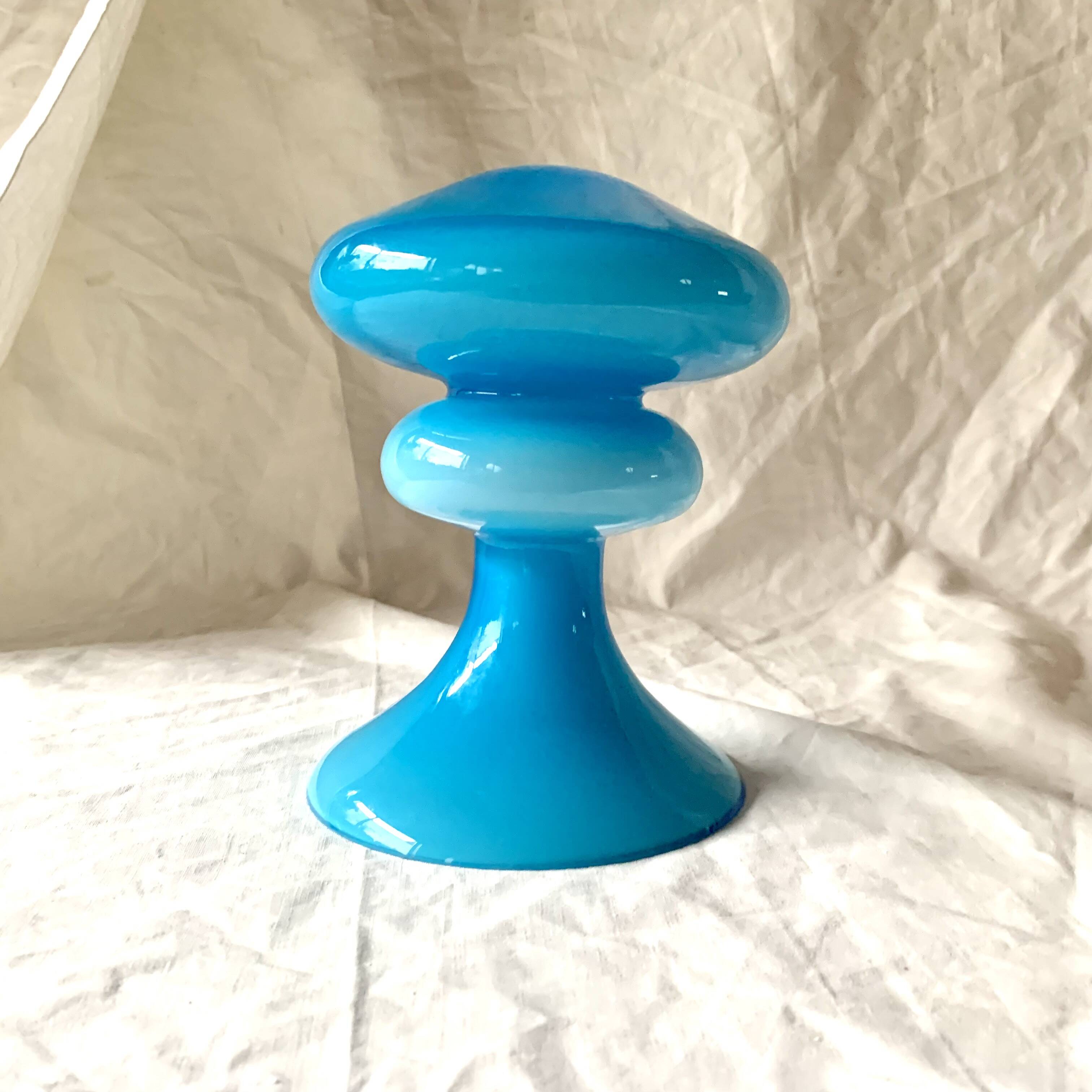 Small Space Age Design vase in blue molded glass