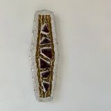 Vintage XL "stained glass" wall sconce in cement and glass, Sweden 1950