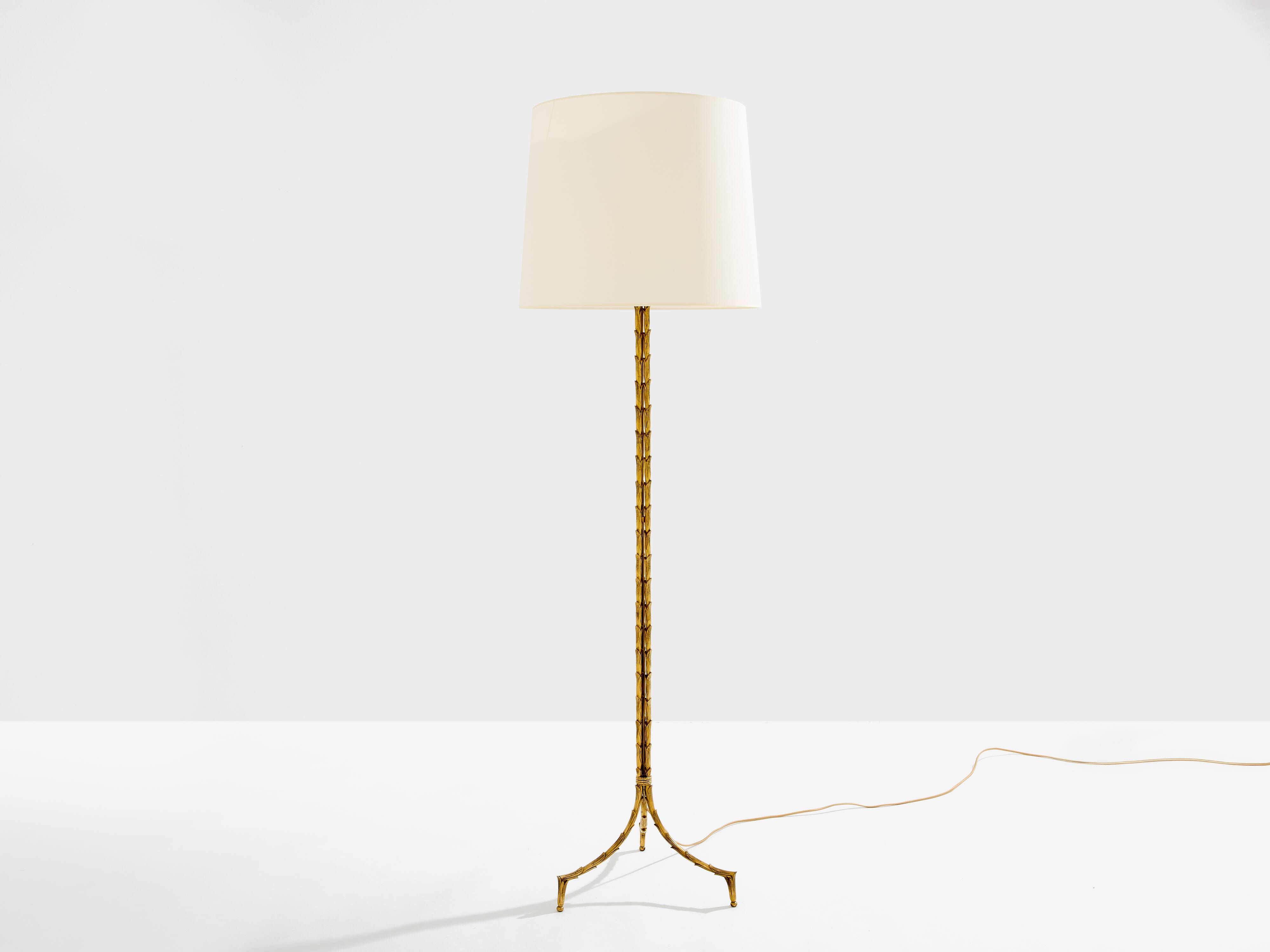 Maison Jansen floor lamp, gilded bronze foliage, circa 1950