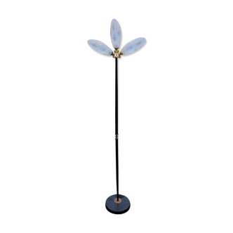 Floor lamp of the 60s in metal and brass 3 tulips