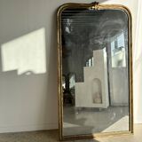 Large gilded mirror 19th century rounded corners mercury glass Louis XVI style