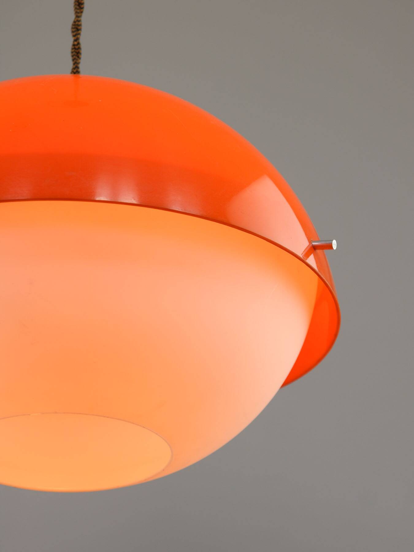 Italian Orange Acrylic Glass Pendant Lamp, 1970s