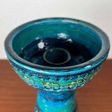 Rimini Blue Candle Holder in Mid-Century Ceramic by Aldo Londi for Bitossi, Italy, 1960s