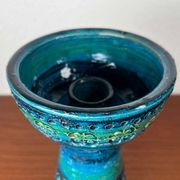 Rimini Blue Candle Holder in Mid-Century Ceramic by Aldo Londi for Bitossi, Italy, 1960s