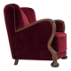 1950s, Danish relax armchair, cherry-red furniture velour, dark beech wood.