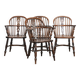 Ensemble ancien de 4 chaises basses Windsor anglaises de caractère