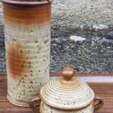 Sucrier de potier en grès émaillé vintage